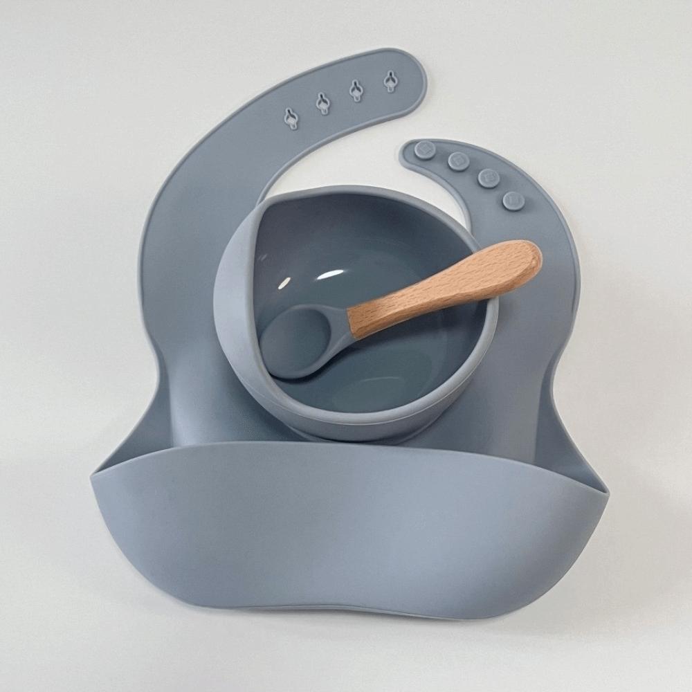 Bibs/Bowl/Spoon Baby Dining Bowl Silicone Children Dishes Bibs Set  for Toddlers