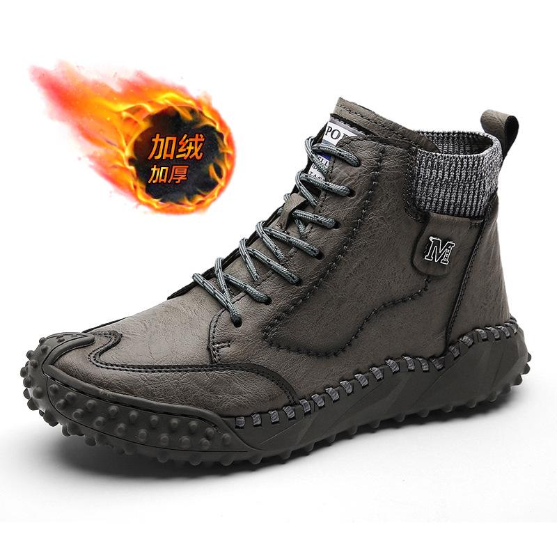 Winter Warm Men's Casual Shoes Fashion Handmade Men's Boots Comfortable Men's Ankle Boots Outdoor High Quality Hiking Boots Men