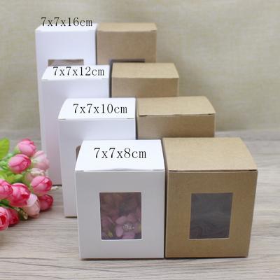 10 ks rohová krabička na okno 7x7x8/10/12/14/16cm papírová obalová krabička, dárková krabička z kraftového papíru na cukroví, svatební dárek