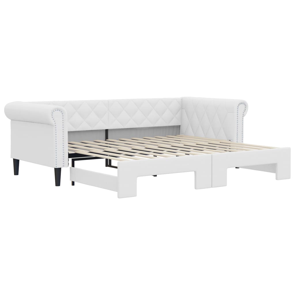 Daybed Extendable White 90x200 cm Faux Leather