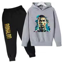 Ronaldo CR7 Imprimat Idol Fotbal Îmbrăcăminte Hanorac Copii Set 2 Bucăți Costum Pantaloni Copii Băieți Trening Îmbrăcăminte Fete Treninguri Sport