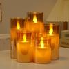LED Tea-Colored Glass Candle Set with Remote Control and Simulated Flame