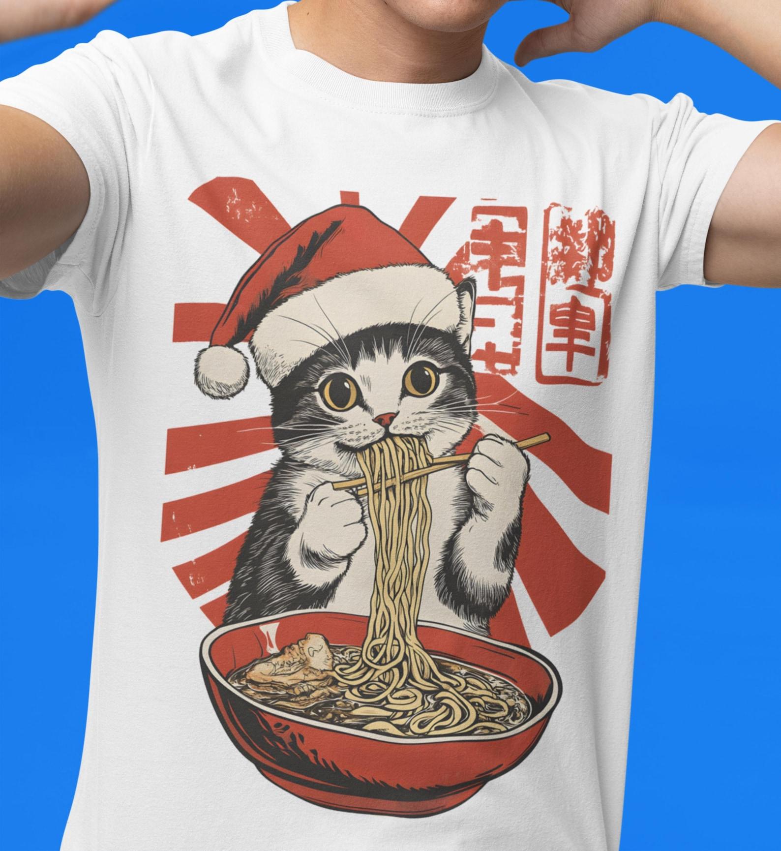 Vintage Cat Ramen T-Shirt: Funny Foodie Graphic Tee S