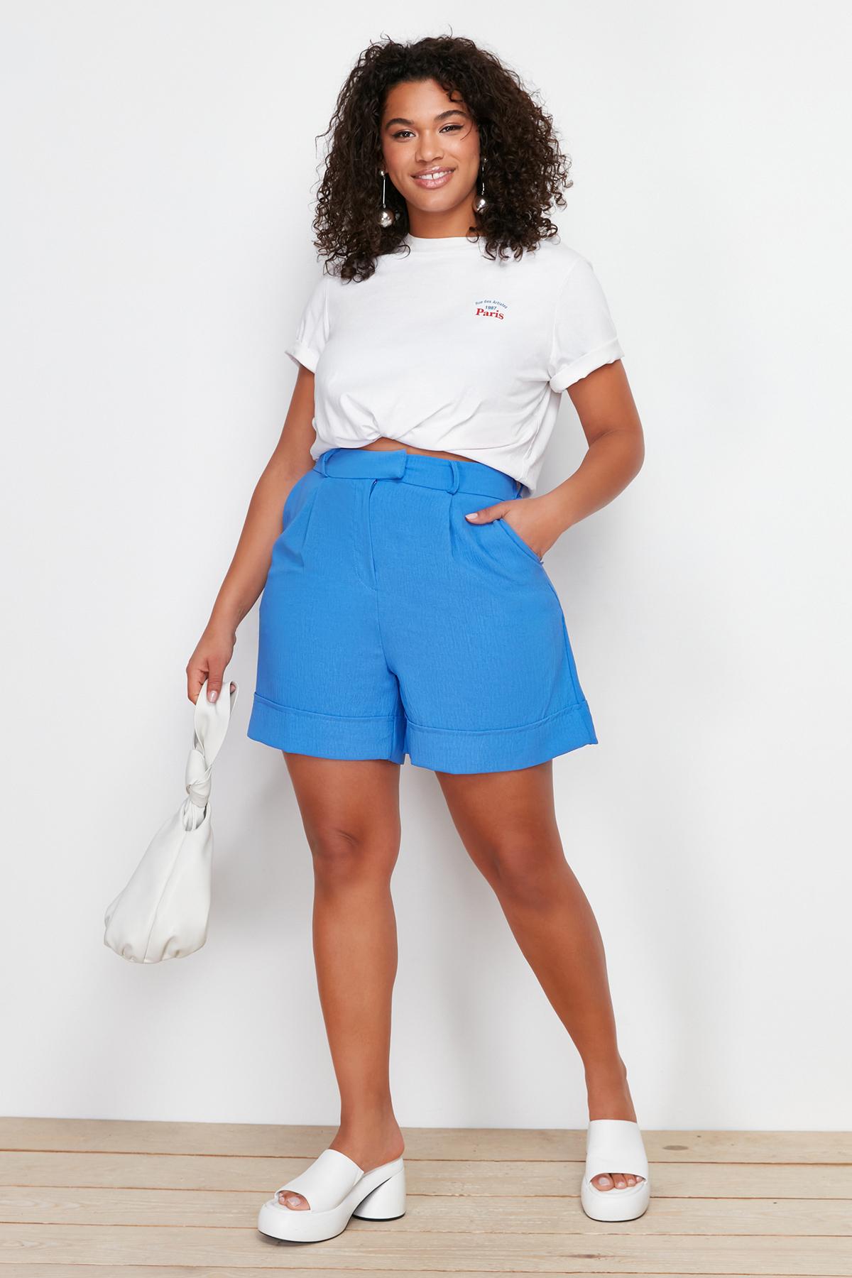 

Women s Style Plus Size Navy Blue Woven Shorts XL