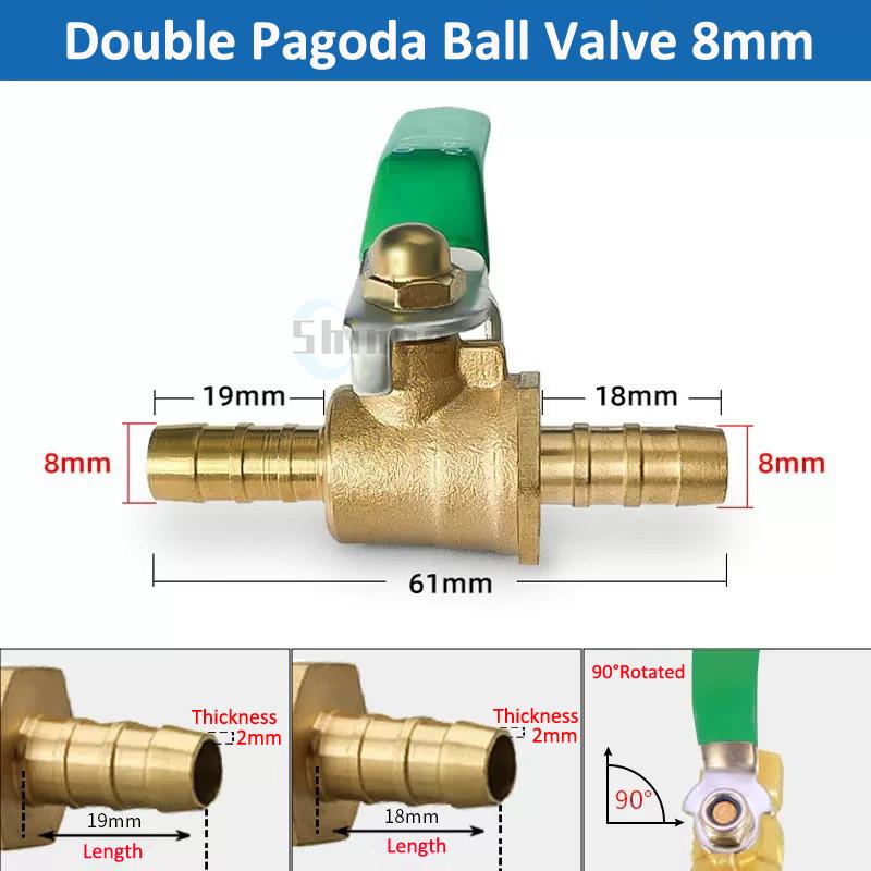 Brass Ball Valve 3/8'' 1/4'' 1/2" Male To Female Thread Connector Joint Copper Pipe Fitting Coupler Adapter 8/10/12mm Hose Barb