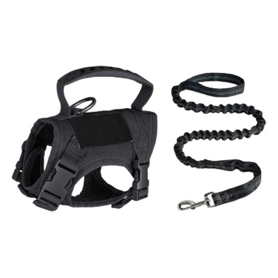 

Тактическая шлейка для кошек для прогулок на свежем воздухе, регулируемый жилет для защиты от побега, дышащий нагрудный ремень для кошек с ручкой для маленьких и больших кошек B чёрный