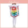 Vibrant Cream Layered Cake Cosplay Costume Unisex Rainbow Themed Outfit For Parties