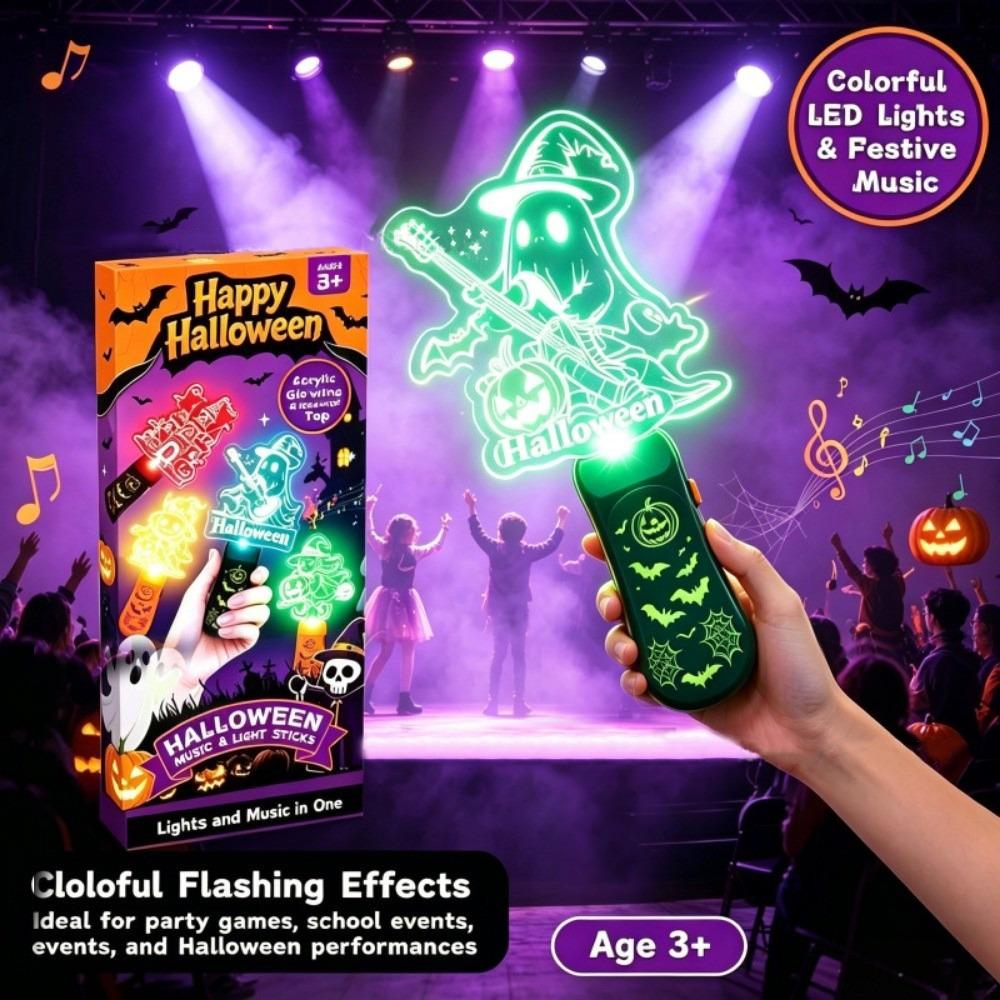 Halloween Lamp LED Glow Sticks with Sound Santa Claus Mini Handheld Night Lights Christmas Party