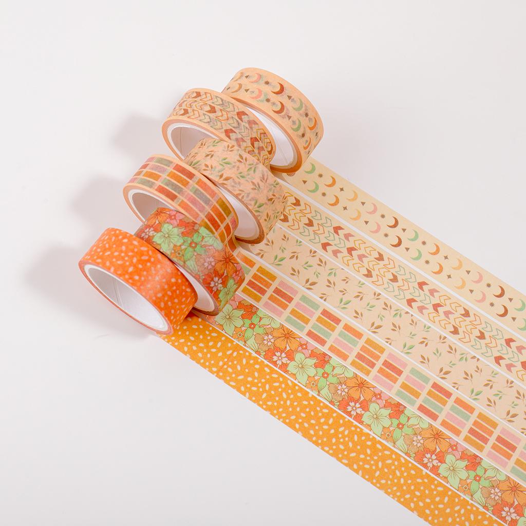 10 rolls of beautiful plant and flower washi tape, orange decorative tape, DIY scrapbook and art project decoration