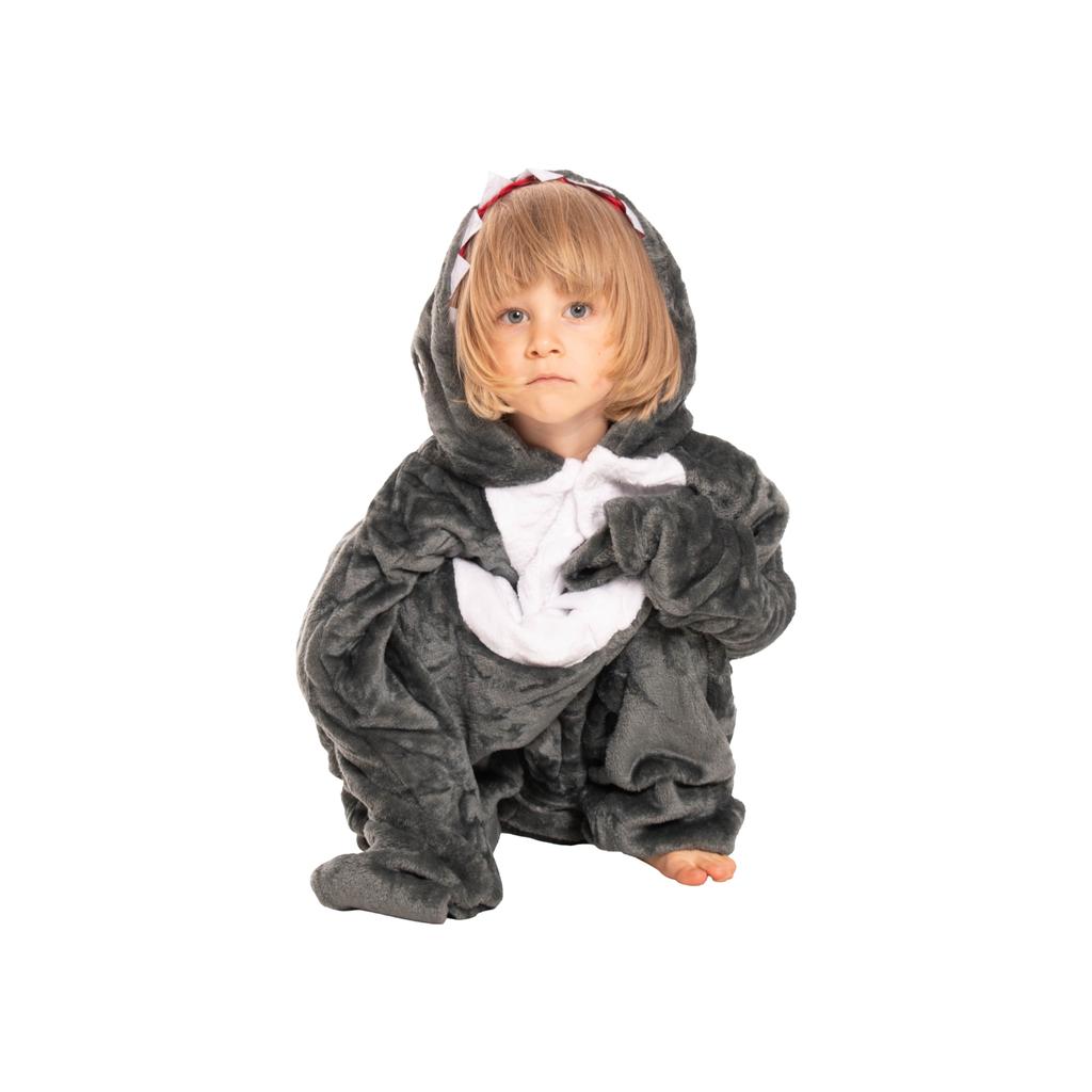 Children's Pyjamas Kigurumi Onesie Costume Grey Shark 125-135 Cm