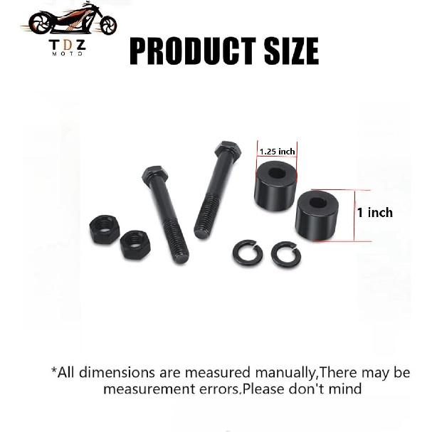 TDZ A Pair Black 2'' Inch Rise Handlebar Risers Extension For Harley 1-1/4'' Handlebars Black Motorcycle Spacers