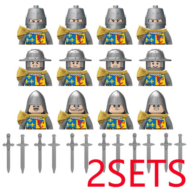 Military Building Blocks Medieval Solider Figures Gifts Toys Weapons Shield Holy Roman Saint Lazarus Jerusalem Knight Legion MOC