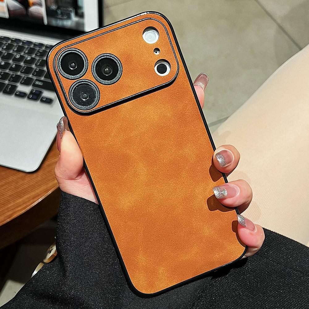 Luxury Leather Texture Phone Case For 17 Pro Max 17 Air 16 15 14 13 12 11 Pro Max 16E Shockproof Soft TPU Cover Shell