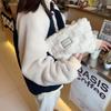 21 Autumn and Winter Lamb Wool Shoulder Fleece Plaid Canvas Bag Student Cosmetic Bag Commuter Tote Simple and Versatile