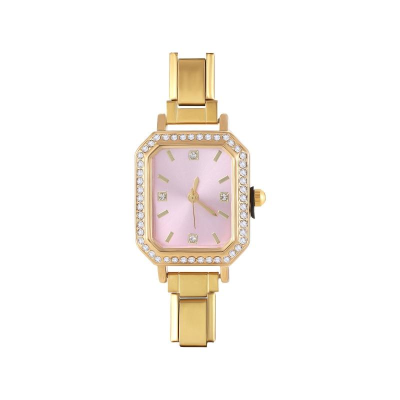 Fashion High Quality Men Women's Stainless Steel Square Round Shiny Zircon Watch Bracelet For Friend Birthday DIY Jewelry Gift