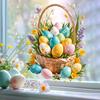 Window Sticker Healing Spring Window Scene Peel Stick Static Privacy Film Easter Bunny Egg Design Windows Doors Mirrors Decal