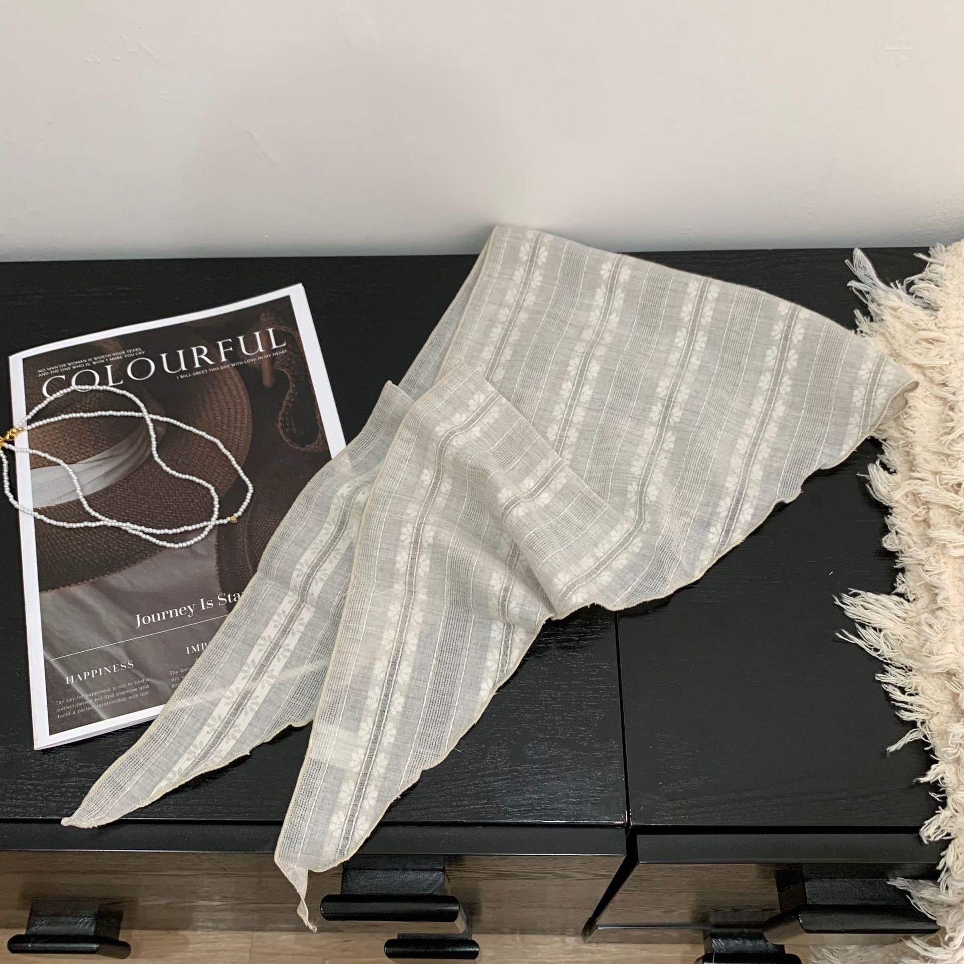 New cotton and linen silk scarf versatile spring and autumn neck protection headscarf decorative scarf fashionable retro small scarf triangular
