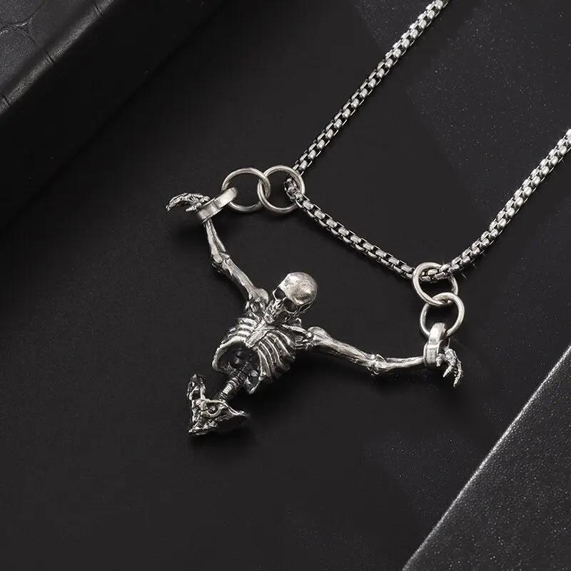 Stainless Steel Gothic Coffin Castle Pendant Necklace Suitable for Men and Women Personalized Trendy Halloween Accessories