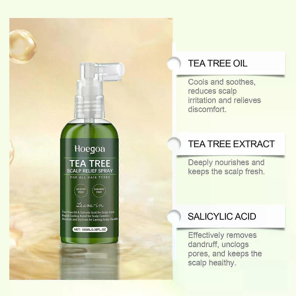 Tea Tree Scalp Relief Spray  100ml Leave-In Treatment for Scalp Comfort & Hydration, Sulfate & Paraben-Free, Suitable for All Hair Types