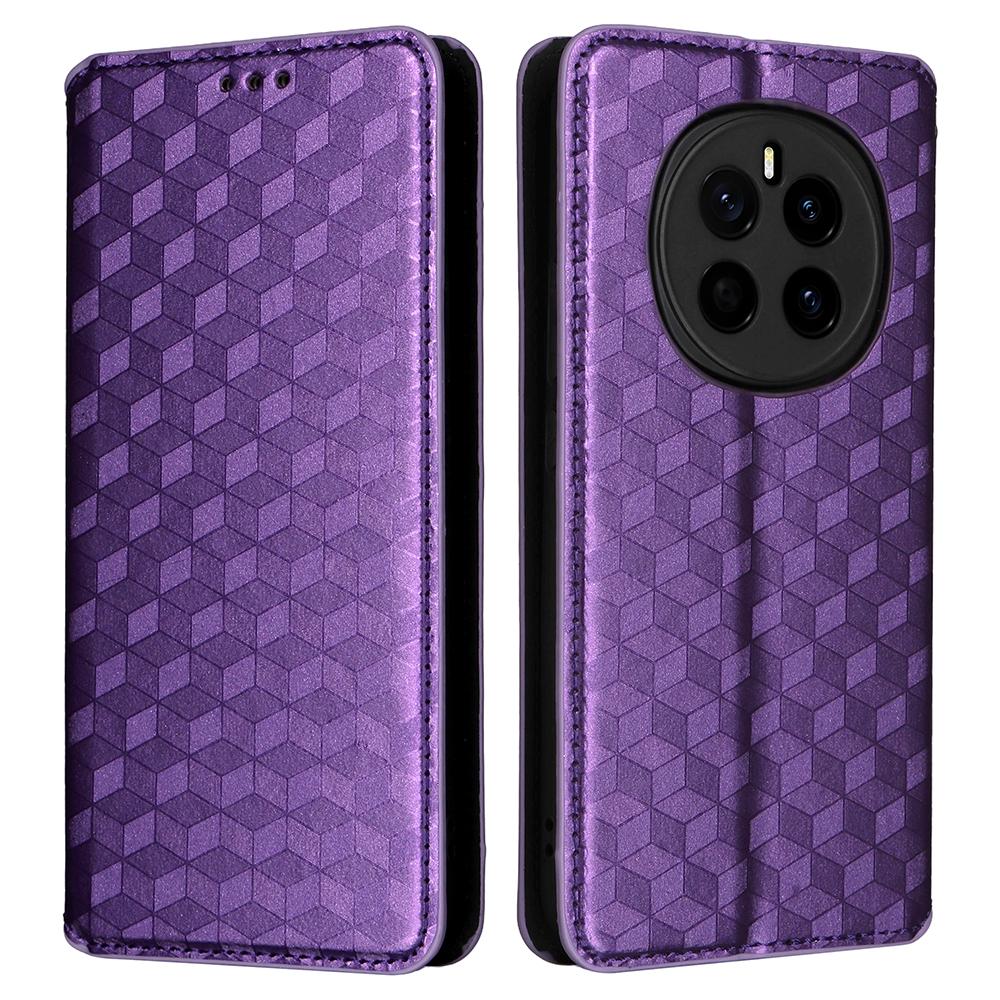 

For Honor Magic7 5G Wallet Case Rhombus Imprinted Leather Phone Cover Purple