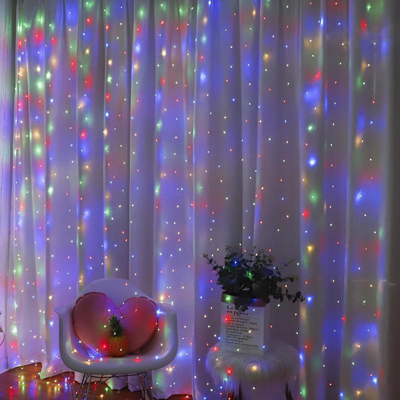 Cross-border LED Copper Curtain Lights: 3x3 with USB Remote, 8 Modes & Hooks for Christmas