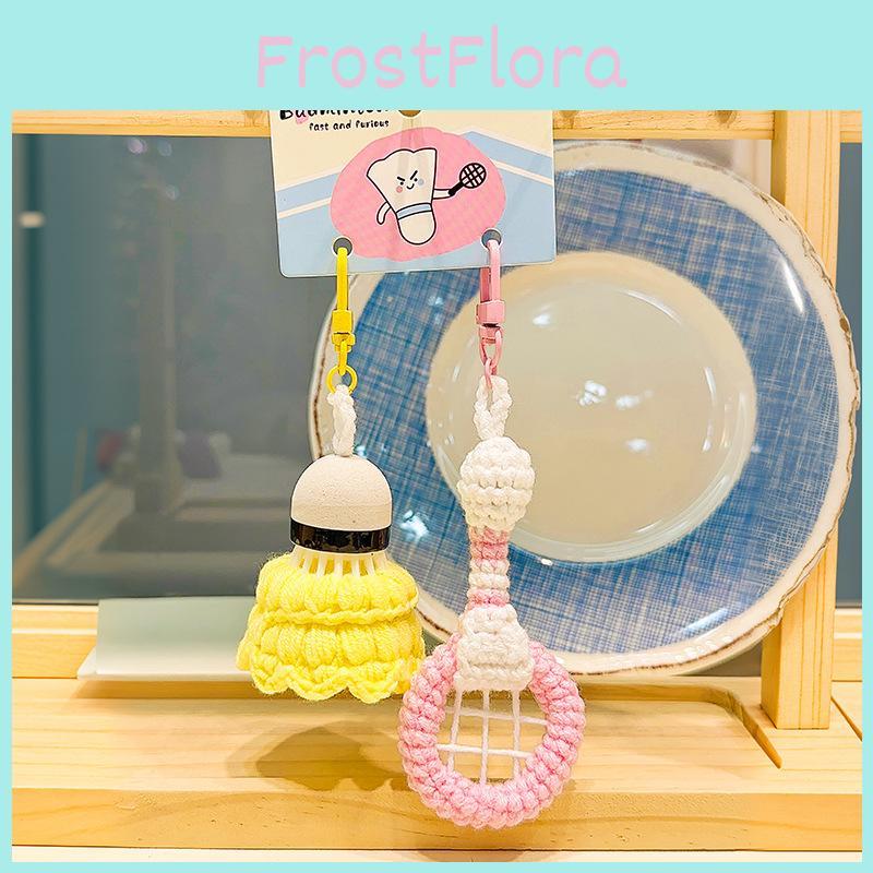 Handmade Soft Plush Badminton And Racket Keychain For Elegant Key Holder And Decor