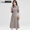 LUDian Women's Elegant Blazer Collar A-Line Dress