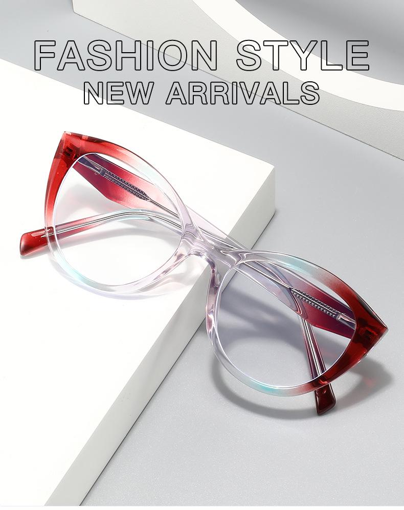 Women's Cat Eye Anti-Blue Light Glasses with Trendy Decoration and Flat Lenses