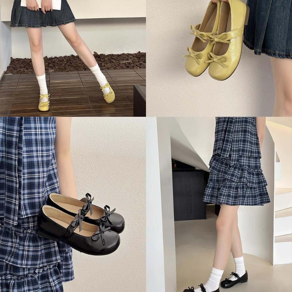 Fairy Style Bow Square Head Mary Jane Shoes 2025 Spring and Summer New Versatile Skirt Temperament Single Shoes Women's Shoes