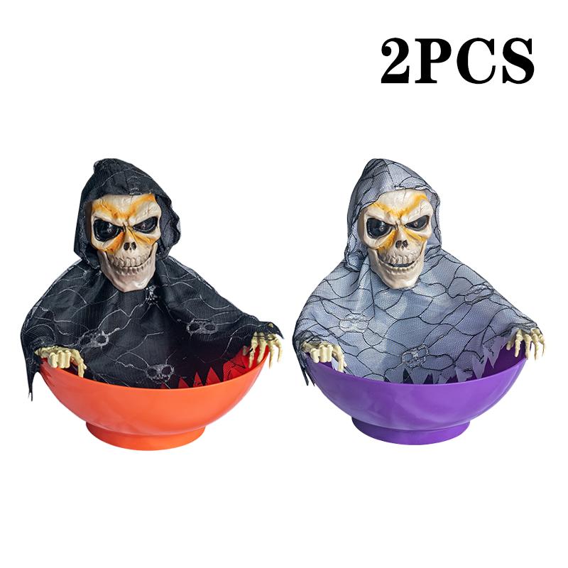 

Конфетница на Хэллоуин, электрическая фруктовая тарелка, реквизит для вечеринки с привидениями, скелетная чаша для выпрашивания сладостей на Хэллоуин, украшение для вечеринки