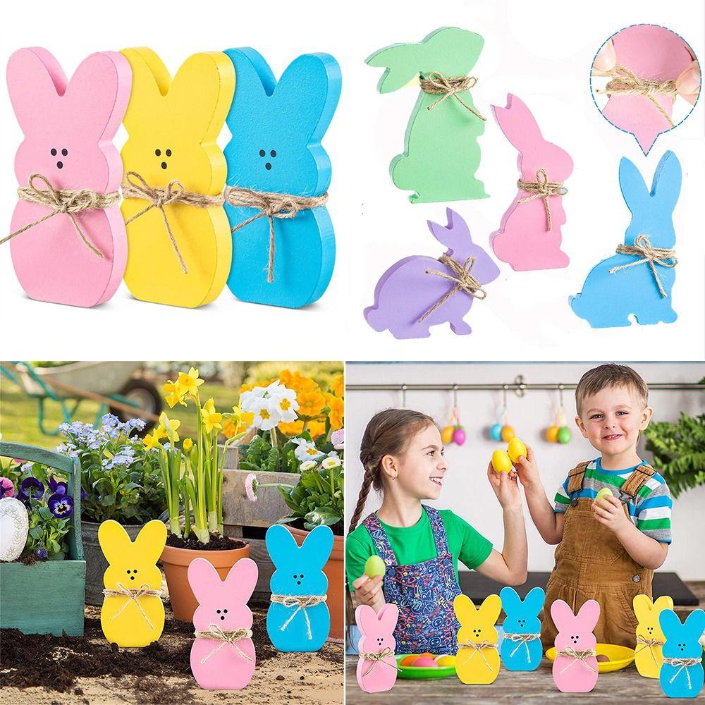 

Подарки для сельского дома, настольные украшения, товары для дня рождения, пасхальный кролик, деревянный кролик, счастливой Пасхи
