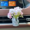 Set Of 4 Cute Flower Bouquet In Glass Vase Car Air Freshener Vent Clips, Mini Artificial Flowers For Car Air Vent Decoration, Auto Interior Dash