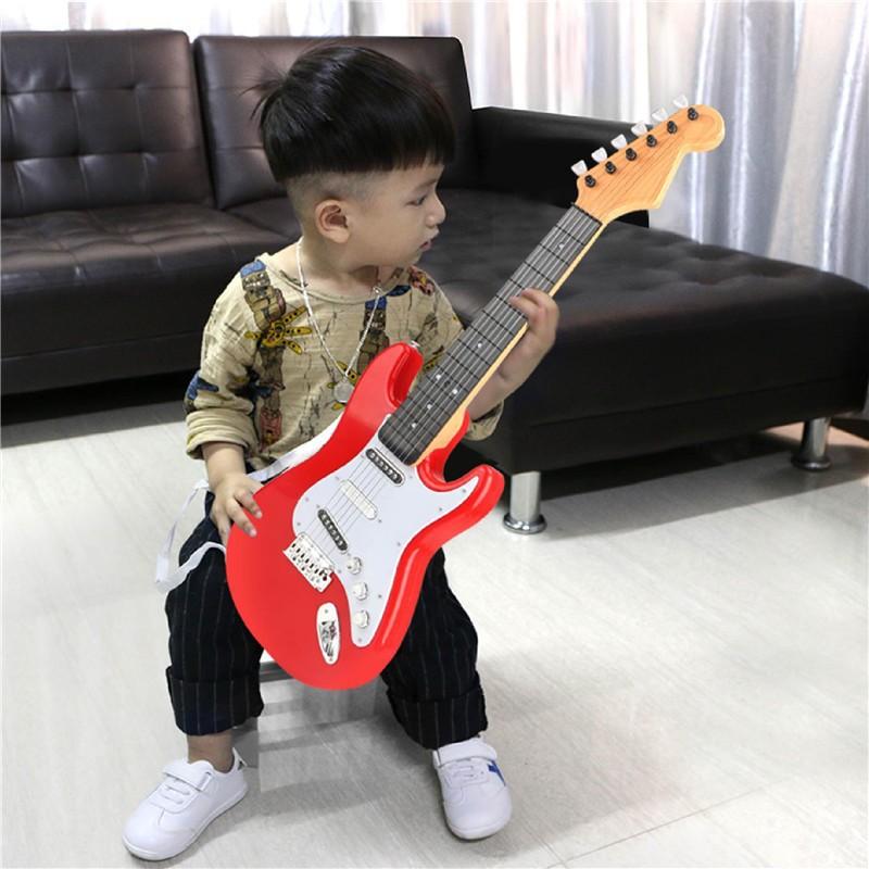 4-string Children Electric Guitar Toy with Music Light Beginner Electric Guitar Ukulele Children's Toy Musical Instrument Gift