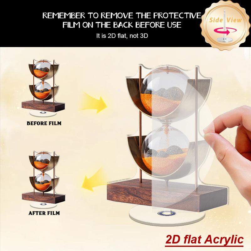 2D Flach, 2D Flache rotierende Sanduhr| Moderne minimalistische Acryl-Sanduhr, Kein Strom benötigt, Geeignet