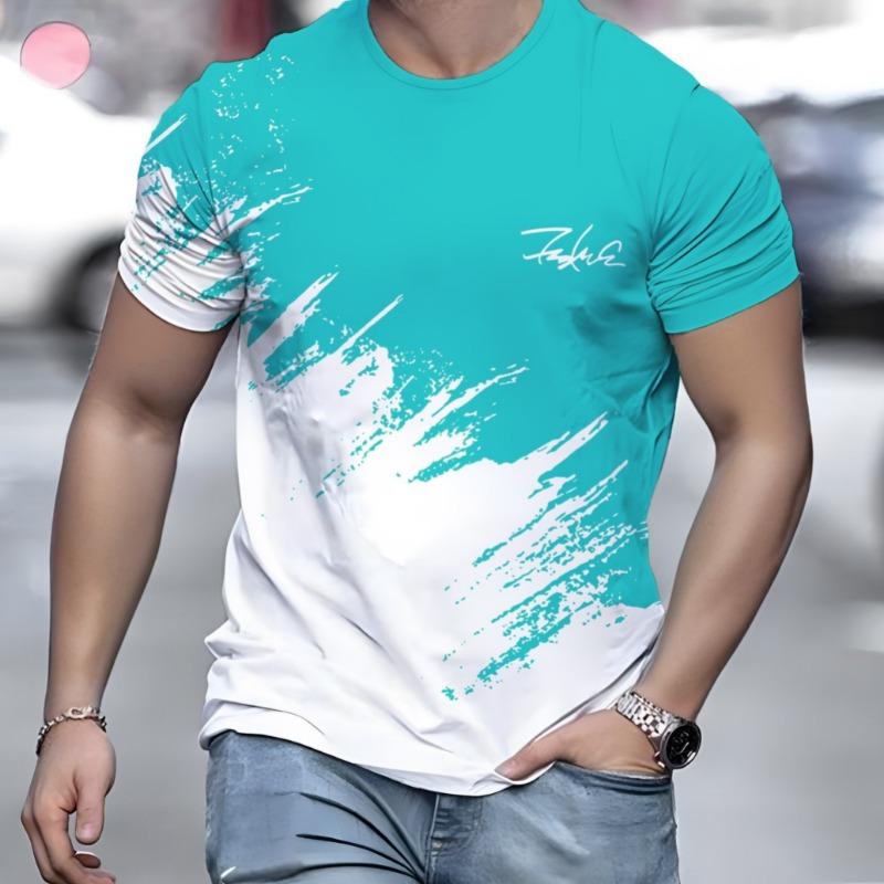 Tricou casual pentru bărbați Tricou cu mânecă scurtă cu imprimeu în gradient pentru bărbați Tricou cu model text 3d Top Fashion Design stradal Îmbrăcăminte pentru bărbați