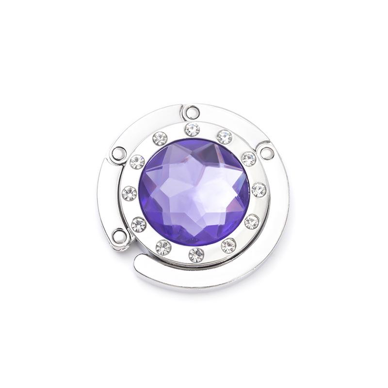 Round 12-Side Diamond Handbag Hook - Multi-Color Metal Hanger