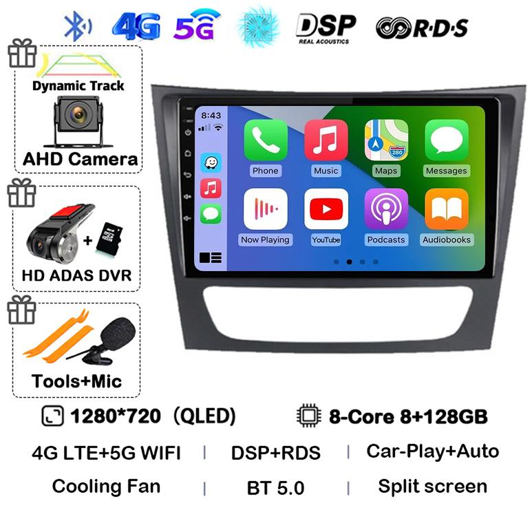 Android 14 Auto Carplay Car Radio For Mercedes Benz E-class W211 E200 E220 E300 E350 E240 CLS 2002-2010 Multimedia Player Stereo