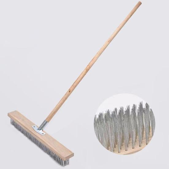 20/30/50CM Stainless Steel Wire Scrub Brush Heavy Duty Stiff Metal Bristle Scrubber Broom Outdoor Concrete Patio Floor Moss Removal Deck Brush