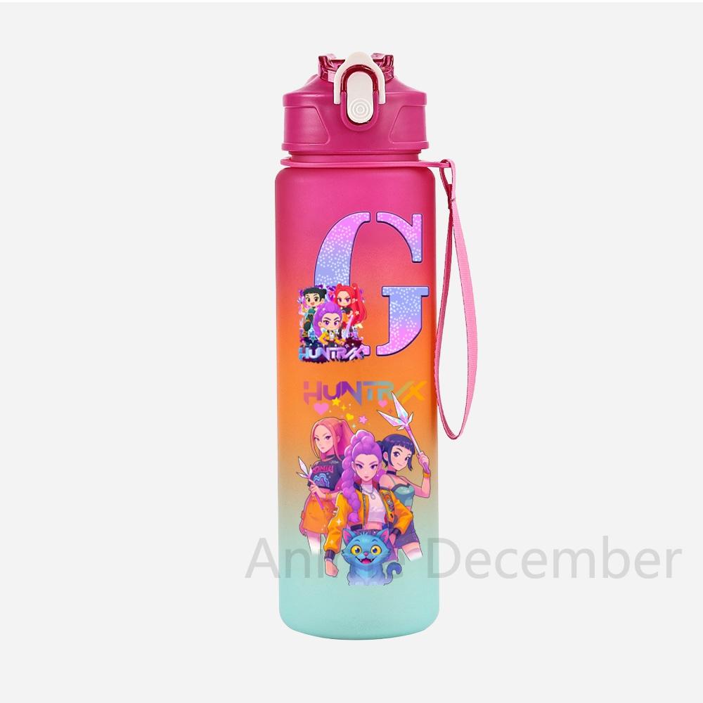Anime K-Pop Demon Hunters A-Z English Letter Printed Character Water Cup Demon Hunters Large Capacity Outdoor Portable Drinking Bottle for Boy Girl