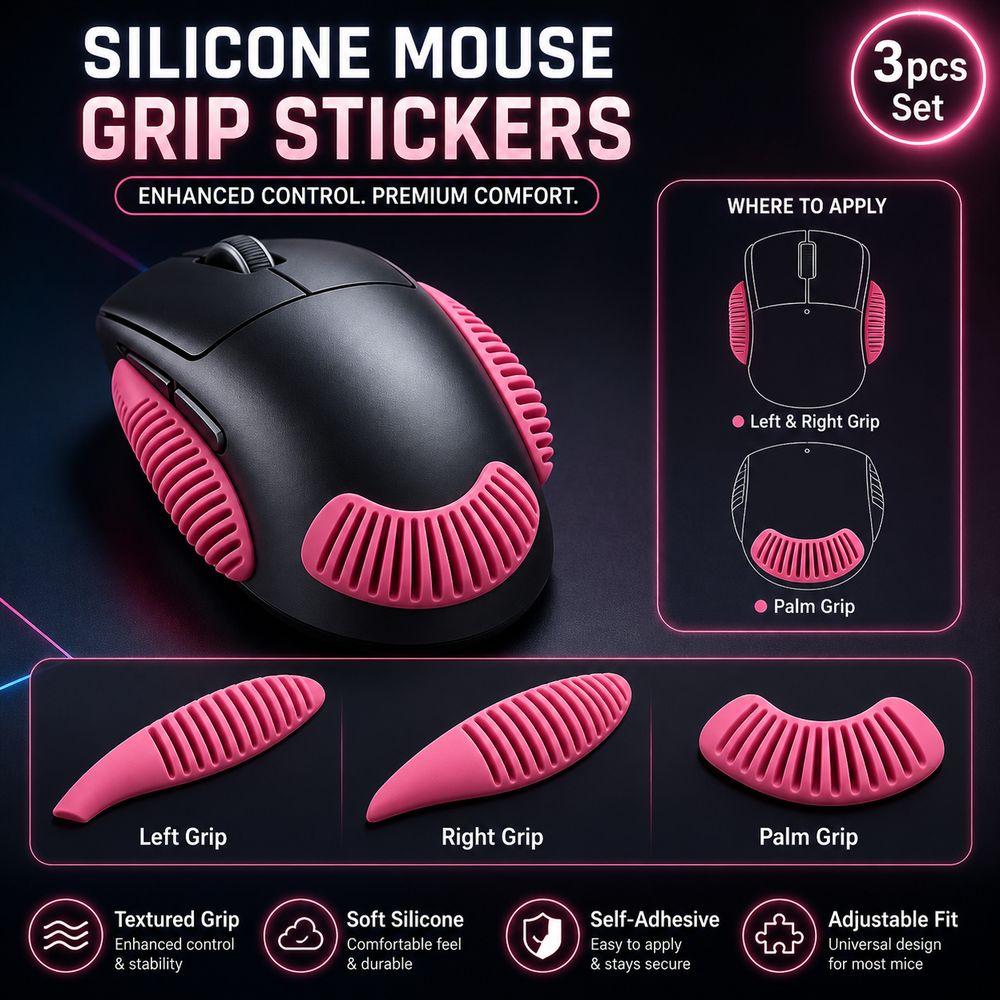 3pcs/Set Self Adhesive Mouse Grip Stickers for Logitech and Razer Computer Gaming Mouse