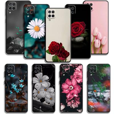 Carcasa para Samsung Galaxy A70 A70s A50 A30s A04s A20s A20e A02 A02s A03 A42 M52 M31 M04 funda rosa tulipán brotes verdes flores