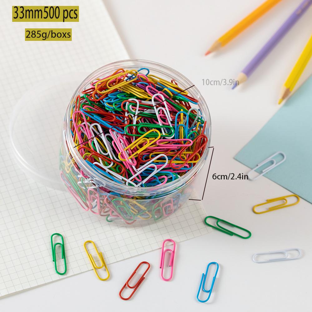 Colorful Large Paperclips & Binder Clips: Nickel-Plated Silver Office Stationery for Bookmarks and Test Papers.