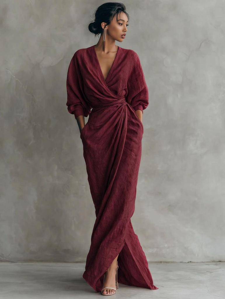 Damen V-Ausschnitt Taillenbetonendes Kleid - Frühling Sommer Urlaubsstil