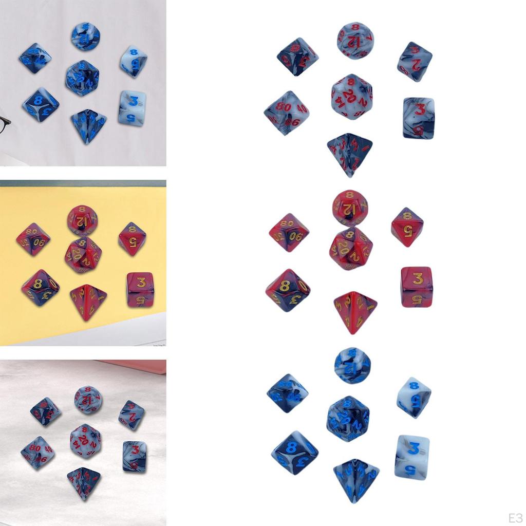7 Piece Acrylic Polyhedral Dice, Party Game Dice Set for Role Playing Games
