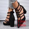 High Heels Women Sandals Pointed Toe Chunky Heels Shoes Woman Sexy Summer Sandals 2025 Designer Brand Dress Mujer De Zapatillas