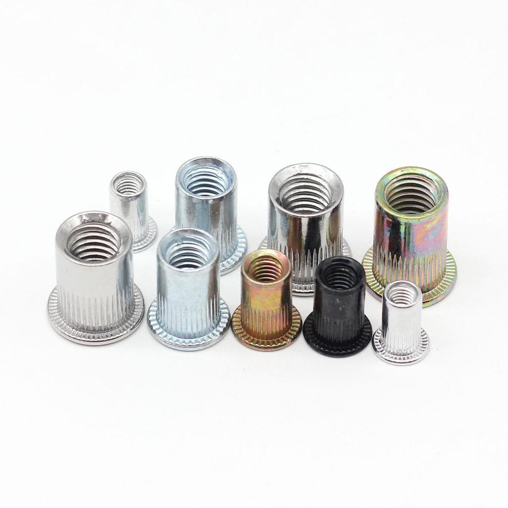 US Standard Flat Head Vertical Knurled Rivet Nut - Aluminum Alloy/Stainless Steel/Galvanized