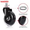 NAIERDI 5 szt. Kółka do krzeseł biurowych 3-calowe obrotowe gumowe koła Miękkie, bezpieczne rolki Sprzęt meblowy