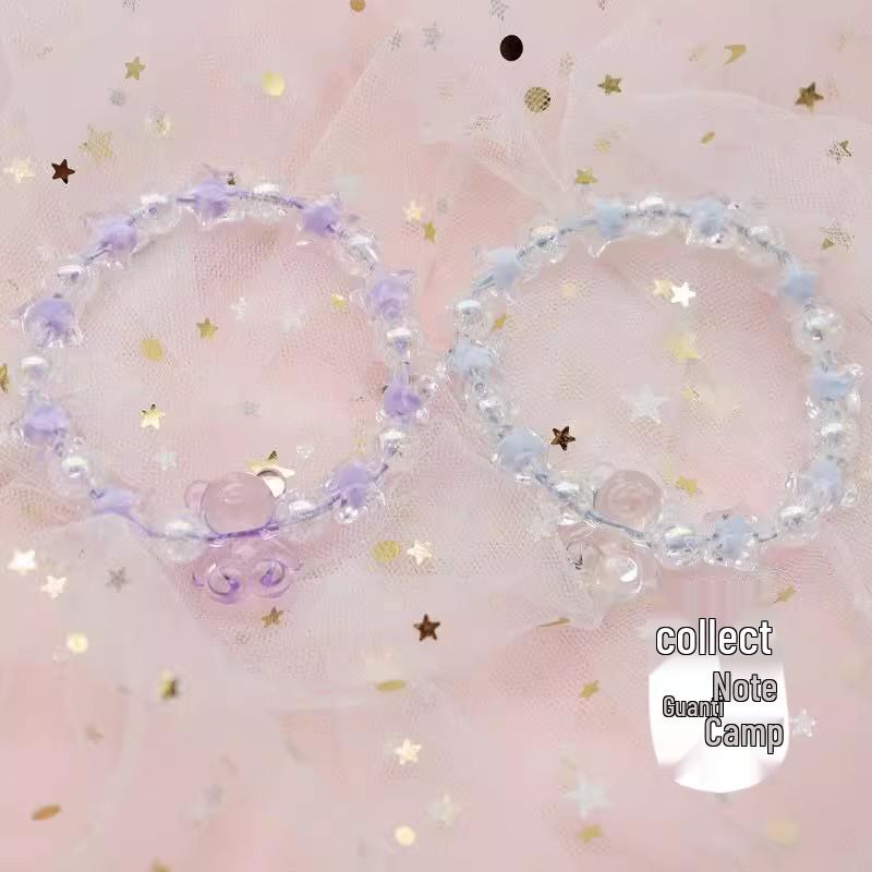 Colorful Preppy Style Beaded Bear Bracelets for Couples and Friends