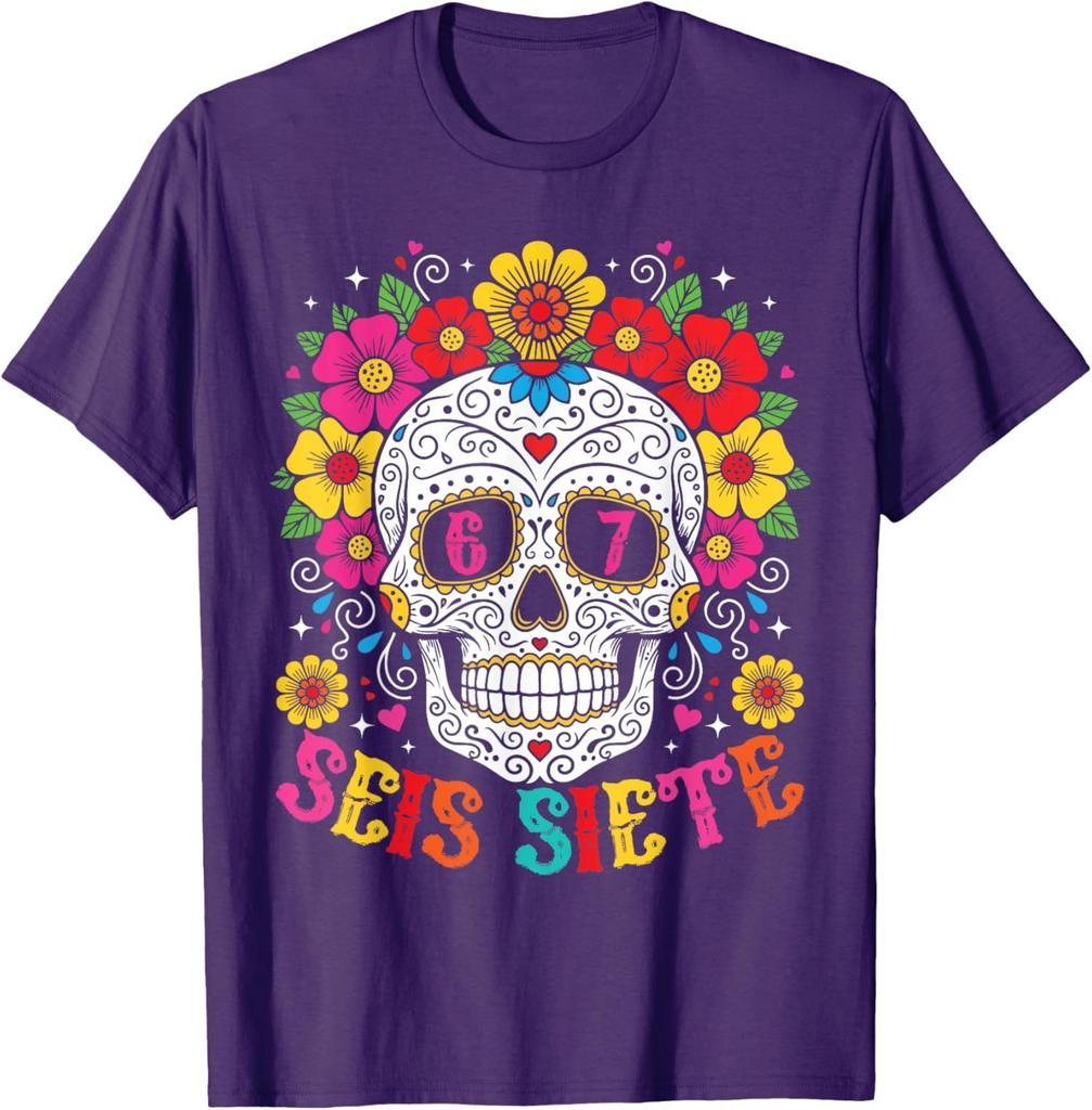 Funny Dia De Los Muertos Sugar Skull Seis Siete Unisex T-Shirt