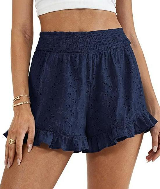 

Women s High-Waisted Hollow Lace Summer Beach Shorts - 2026 Fashion Collection Extra Large (XL) темно-синий